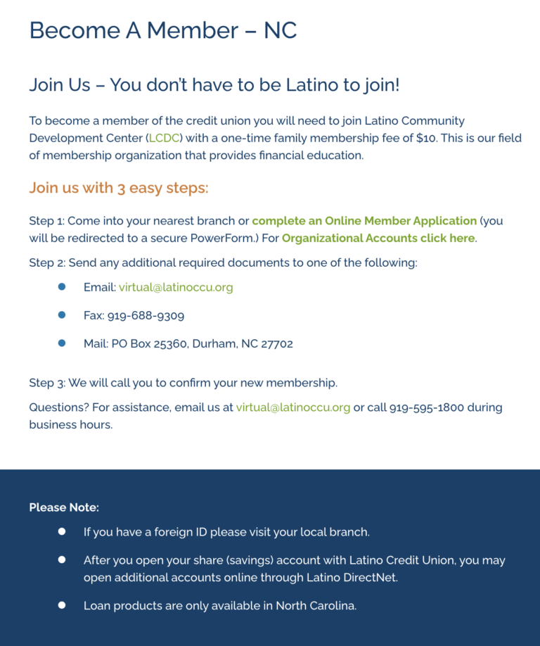 Latino Credit Union membership application form