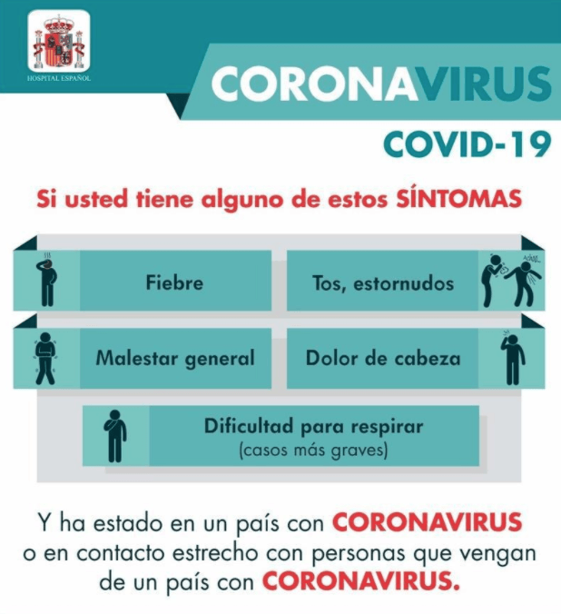 Infografía en español sobre los síntomas del COVID-19